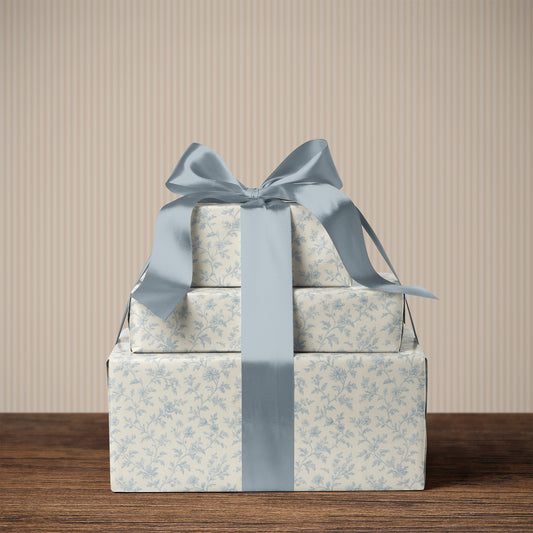 Blue Floral Toile de Jouy Vintage Style Gift Wrapping Papers