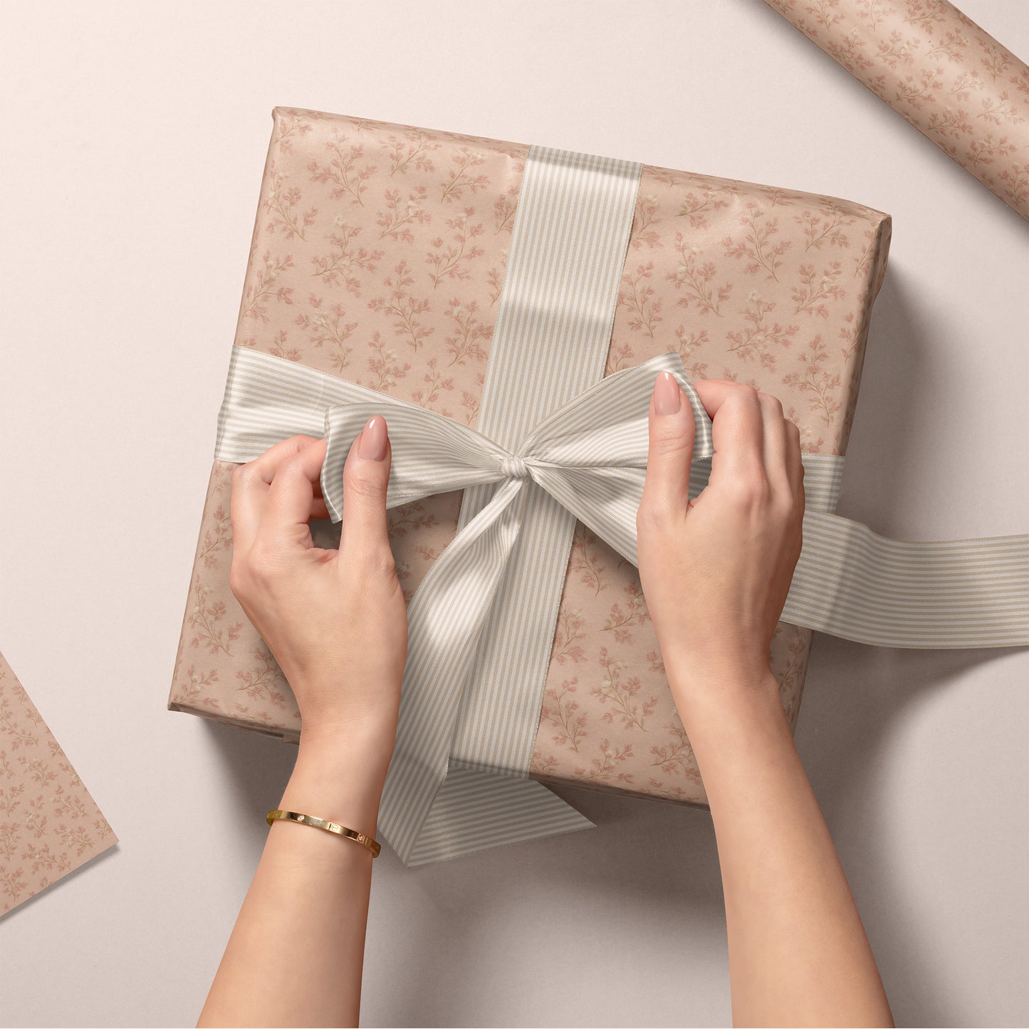 Delicate Blush and Dusty Rose Floral Pattern Gift Wrapping Papers