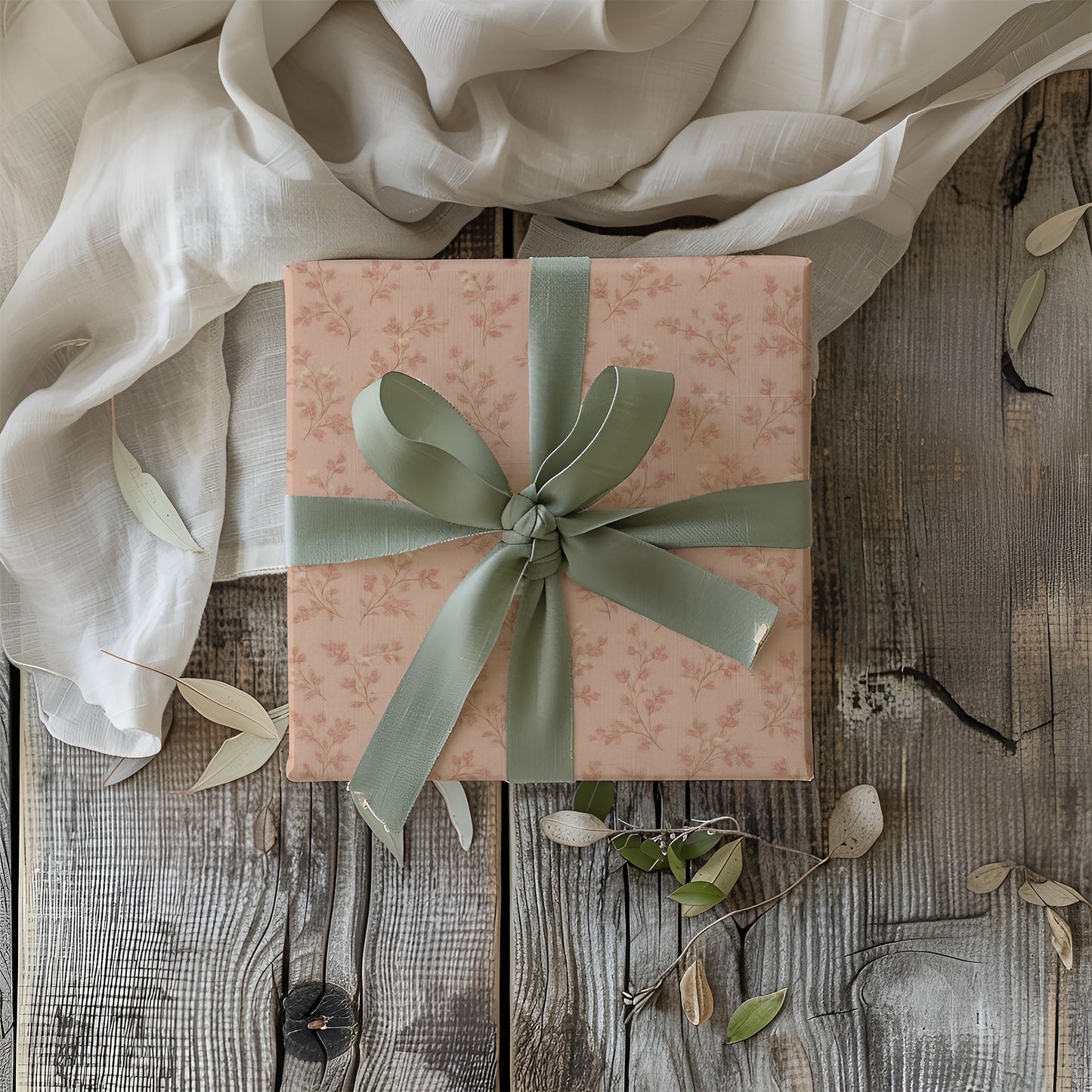 Delicate Blush and Dusty Rose Floral Pattern Gift Wrapping Papers