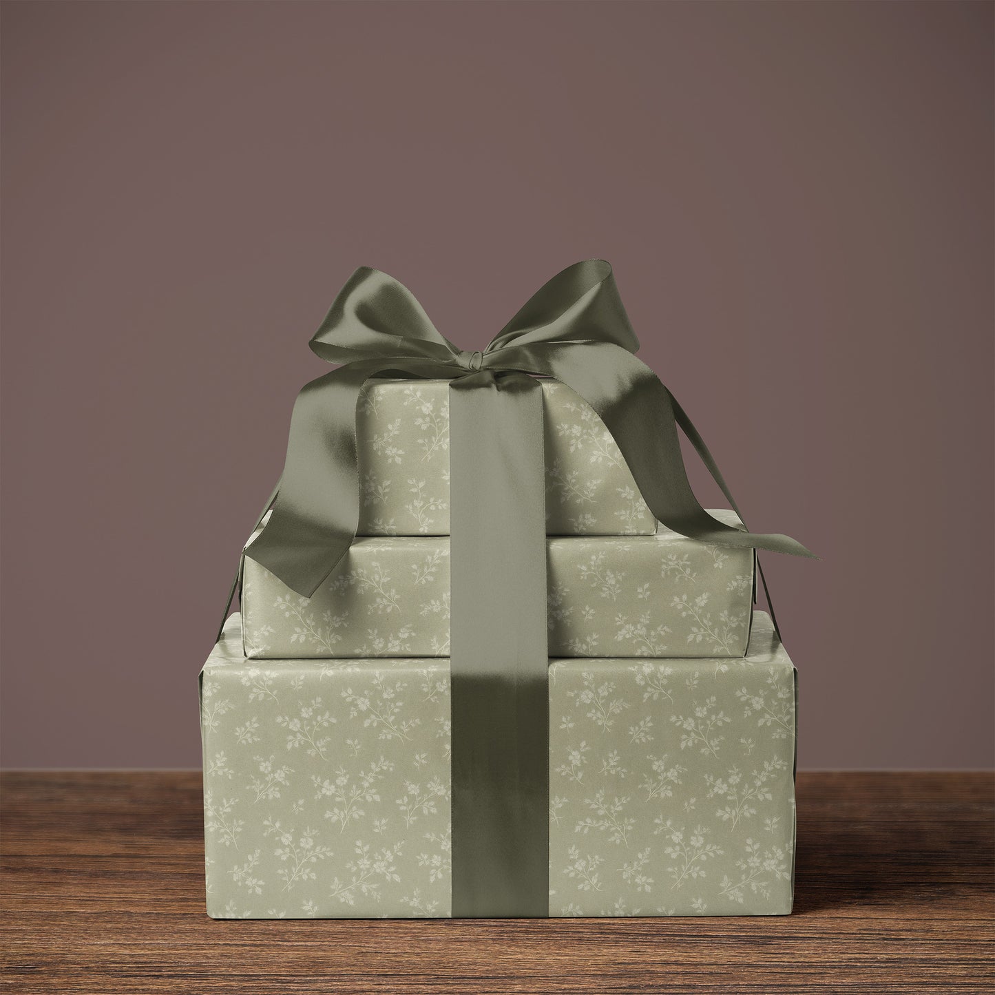 Delicate Sage Green and Beige Floral Pattern Gift Wrapping Papers