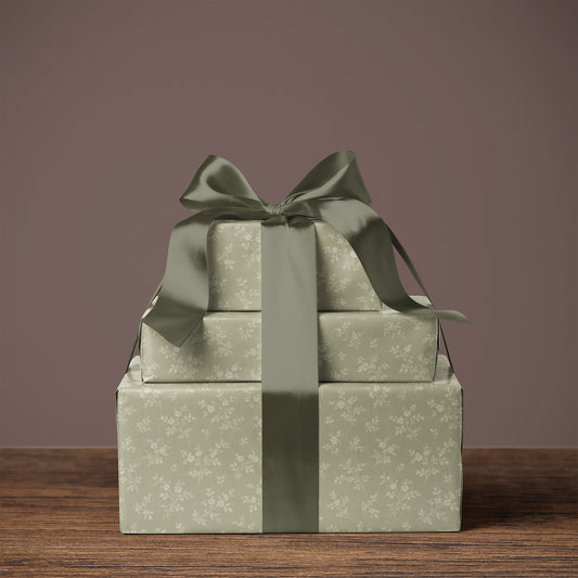 Delicate Sage Green and Beige Floral Pattern Gift Wrapping Papers