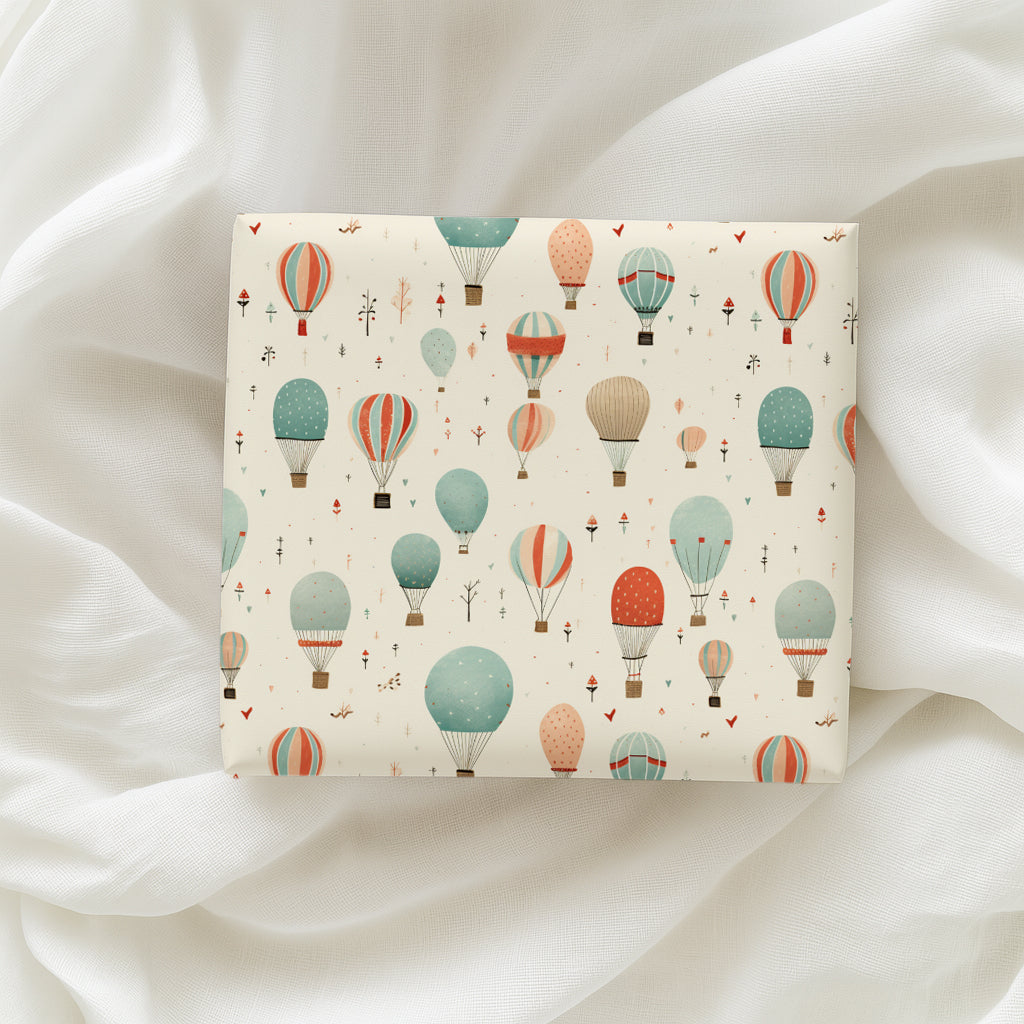 Whimsical Orange, Blue, Beige Hot Air Balloon Gift Wrapping Papers