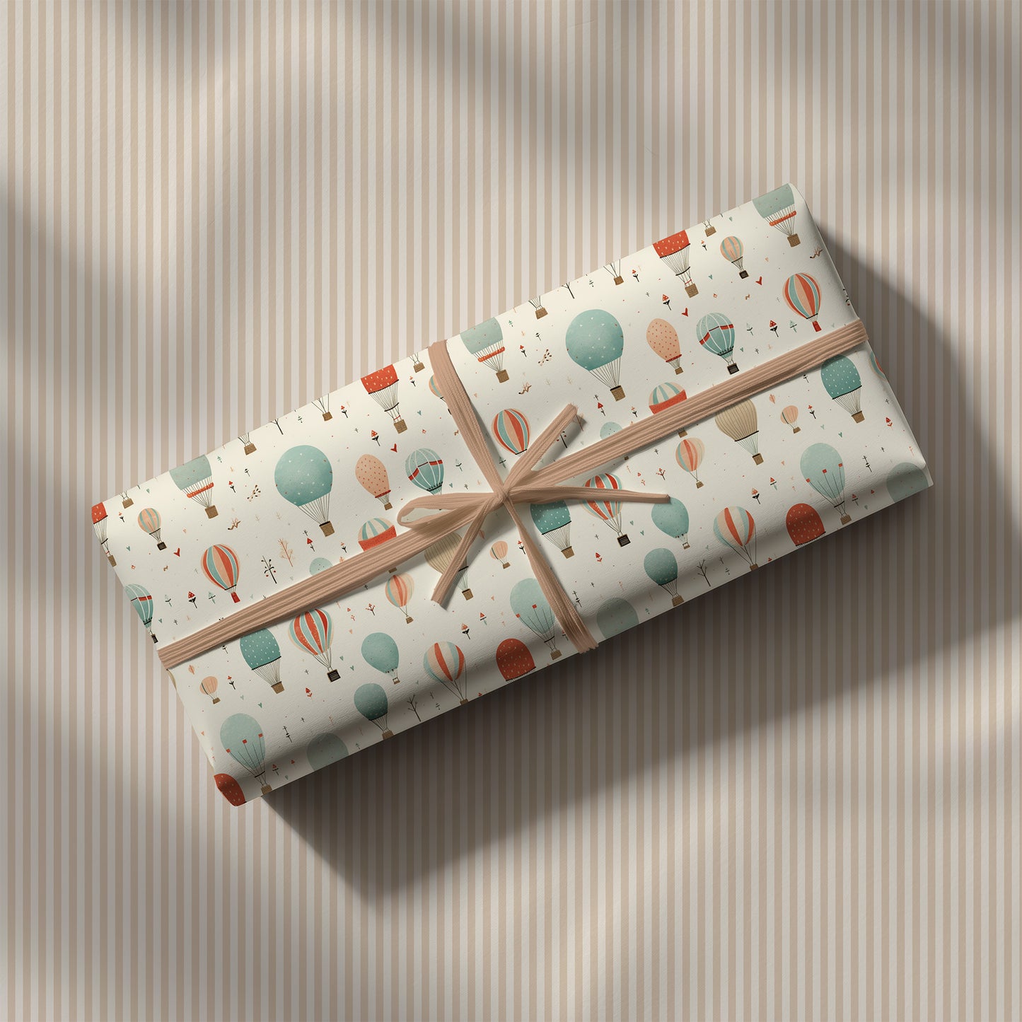 Whimsical Orange, Blue, Beige Hot Air Balloon Gift Wrapping Papers