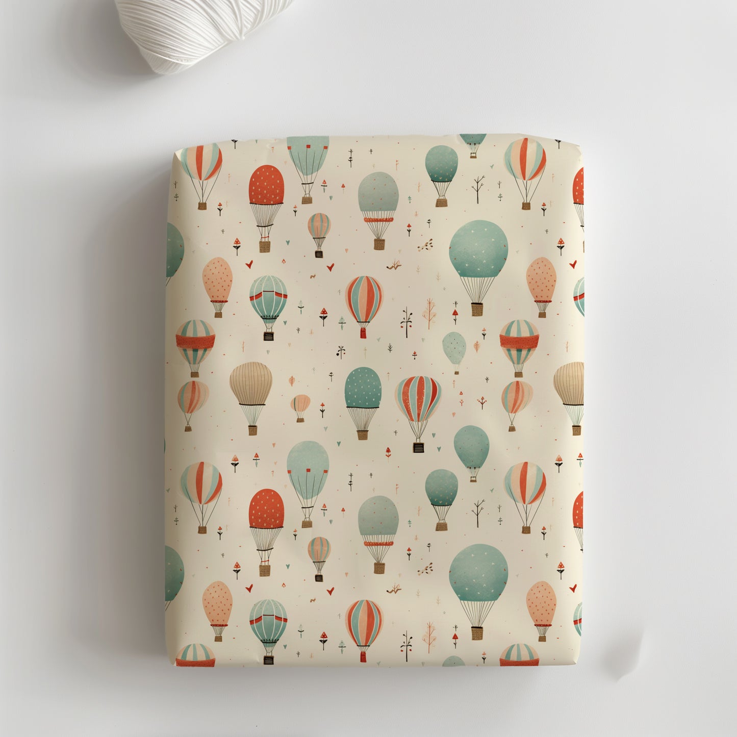 Whimsical Orange, Blue, Beige Hot Air Balloon Gift Wrapping Papers