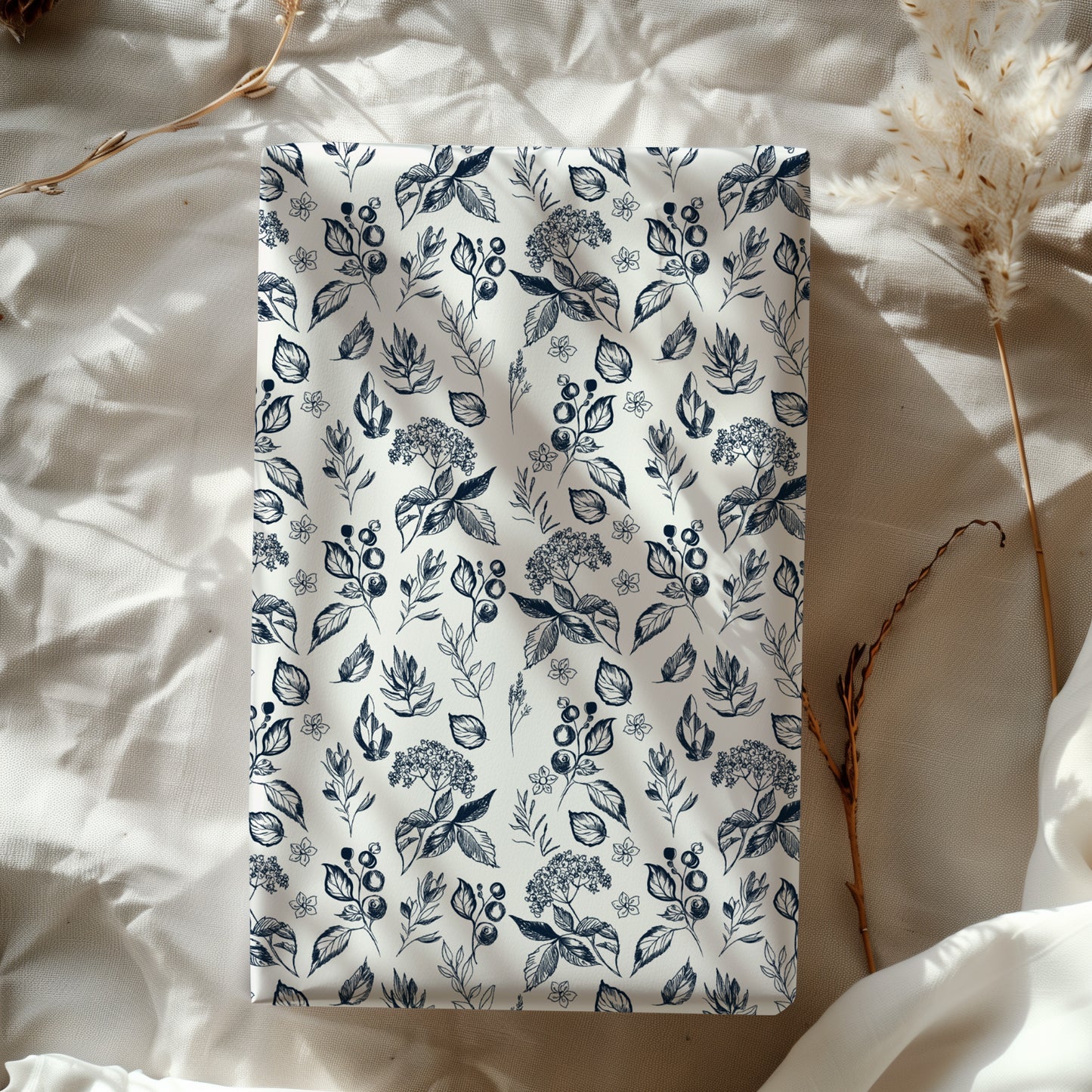 Navy Blue Foliage and Berries Elegant Gift Wrapping Papers