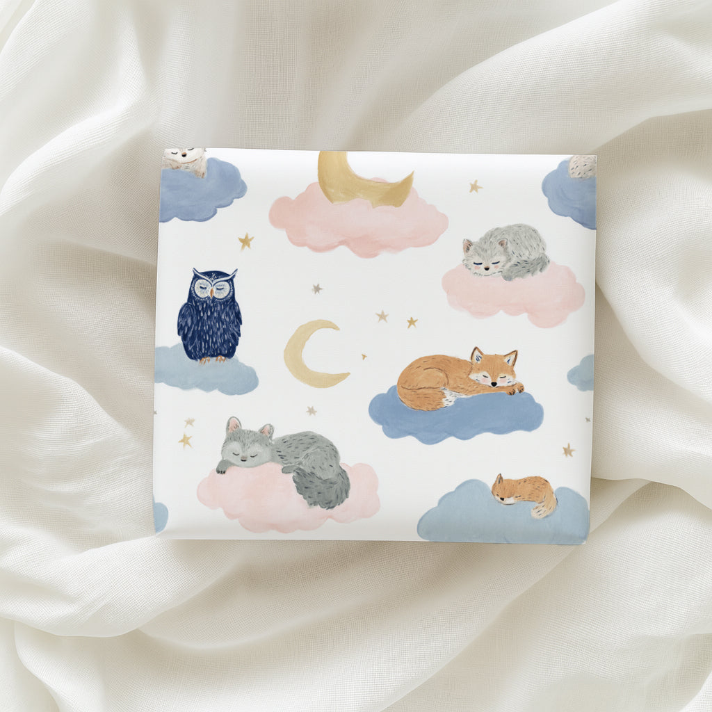 Whimsical Animals Sleeping on Clouds with Moons Gift Wrapping Papers