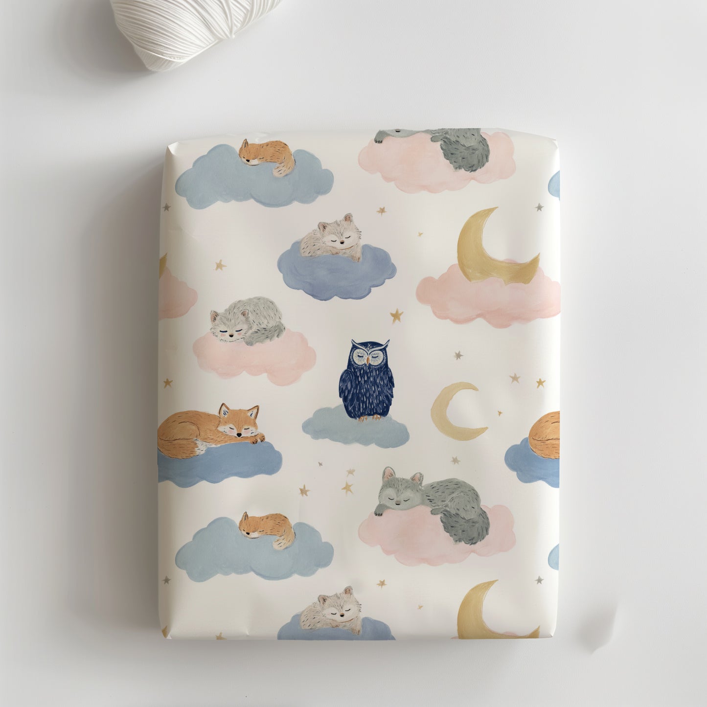 Whimsical Animals Sleeping on Clouds with Moons Gift Wrapping Papers
