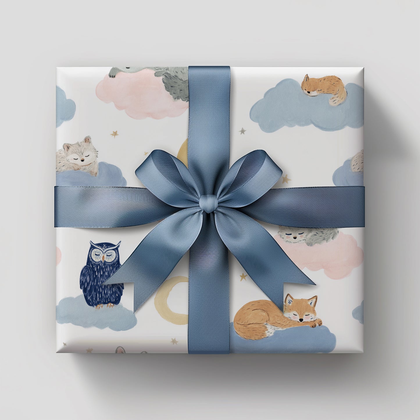 Whimsical Animals Sleeping on Clouds with Moons Gift Wrapping Papers