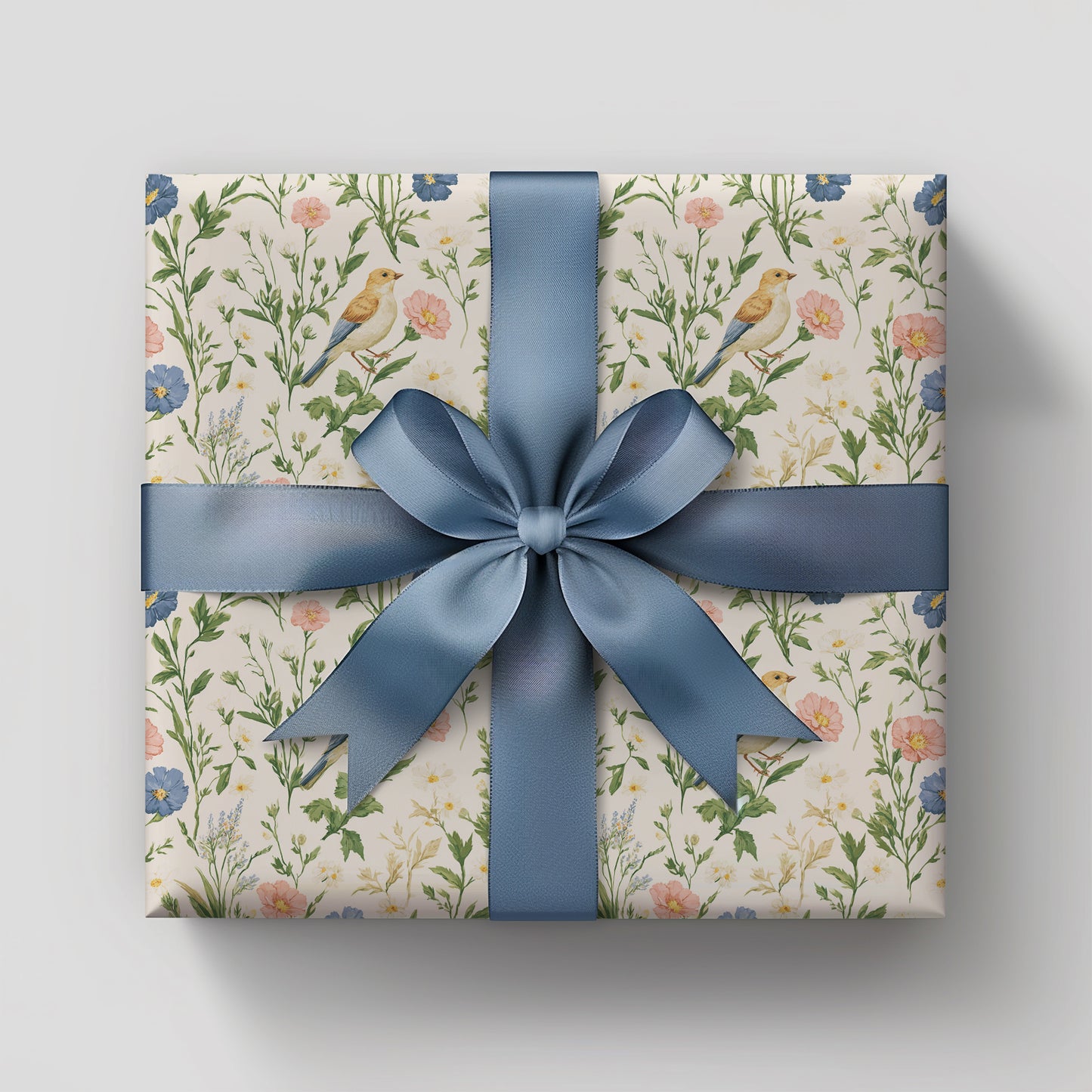 Pink and Blue Blooms with Colorful Bird Gift Wrapping Papers