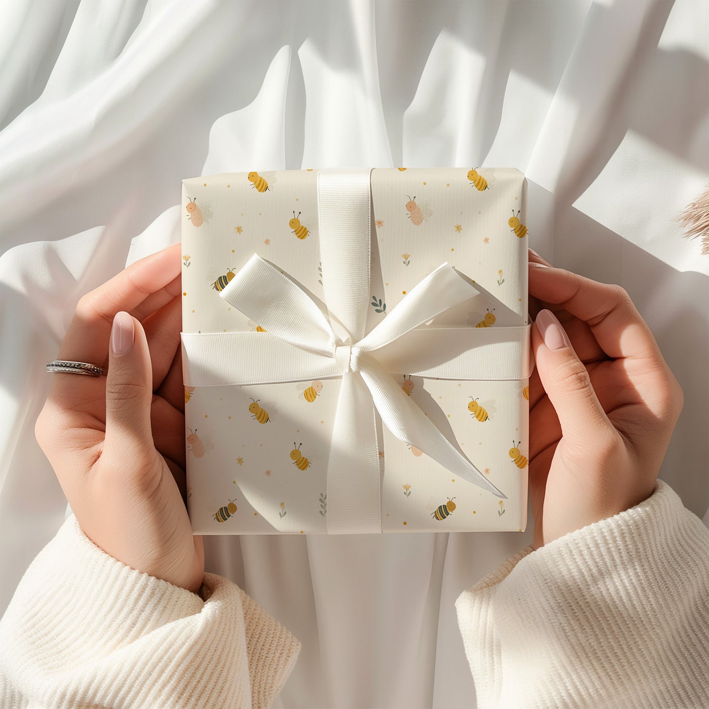 Whimsical Bumble Bees and Greenery Gift Wrapping Papers