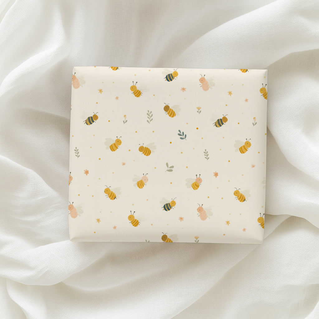Whimsical Bumble Bees and Greenery Gift Wrapping Papers