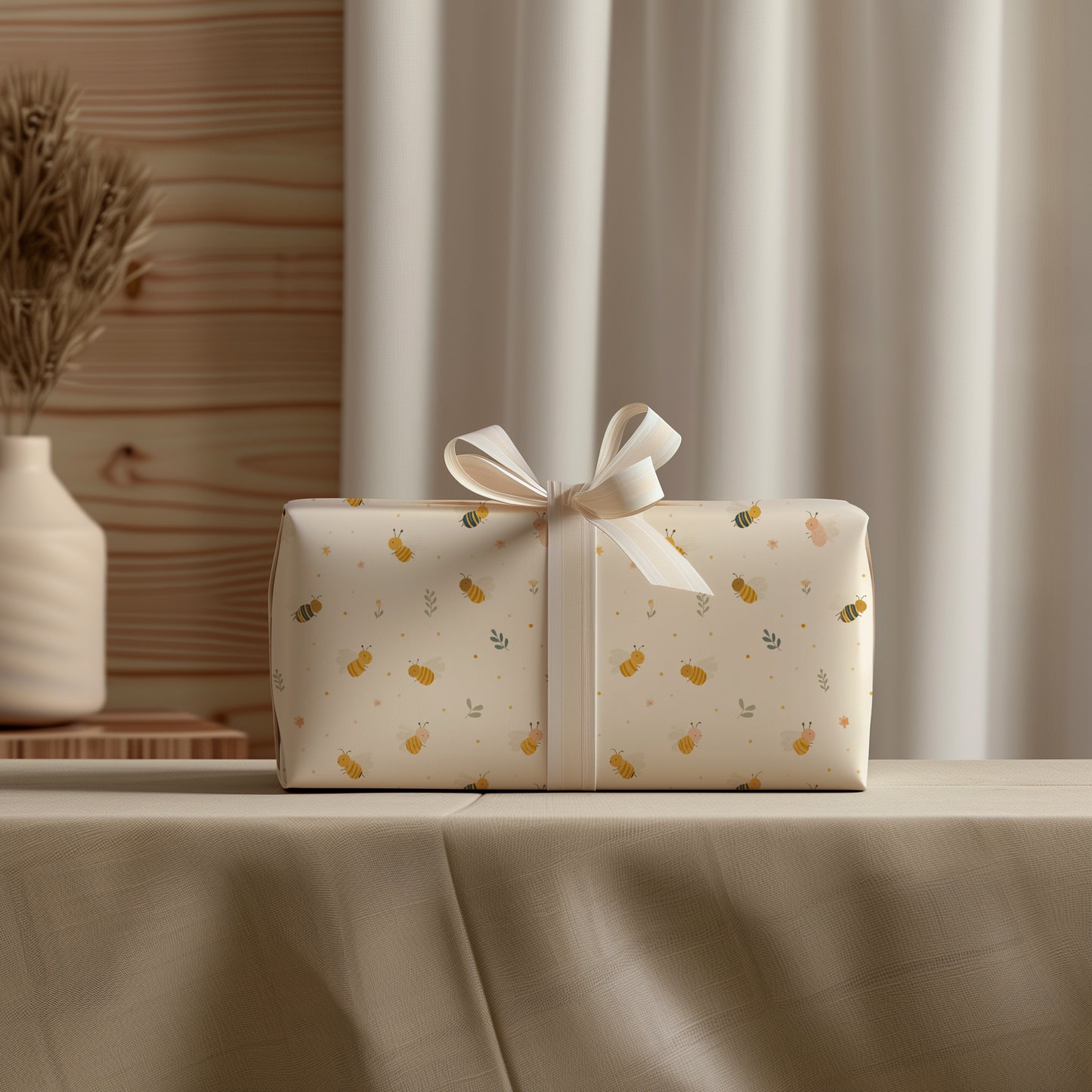 Whimsical Bumble Bees and Greenery Gift Wrapping Papers