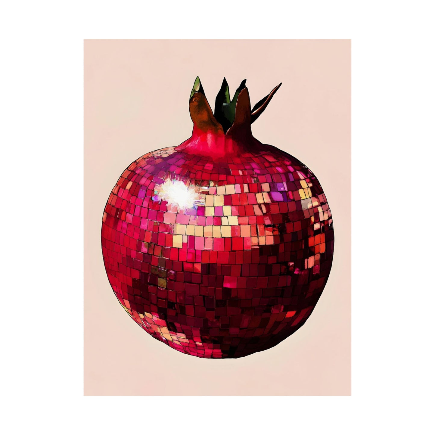 Disco Pomegranate Fruit Matte Vertical Poster Art Print