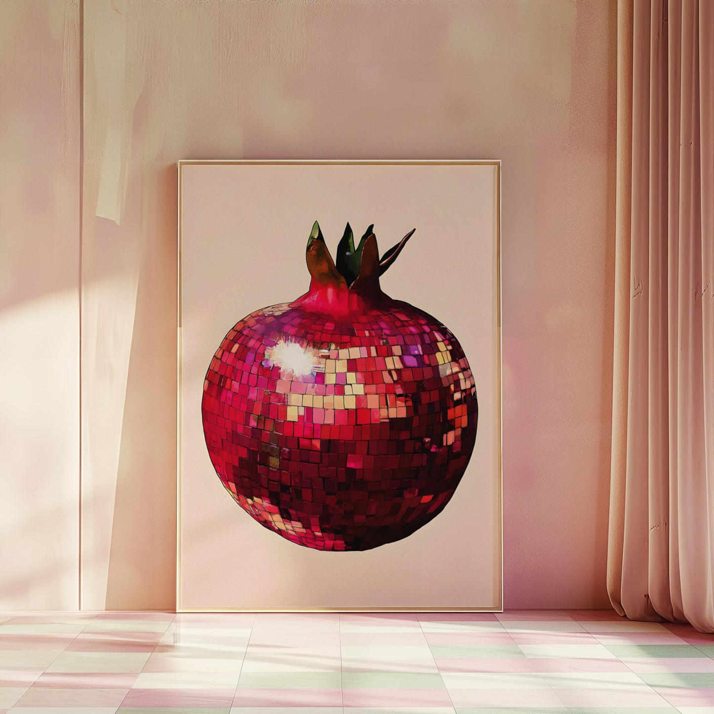 Disco Pomegranate Fruit Matte Vertical Poster Art Print