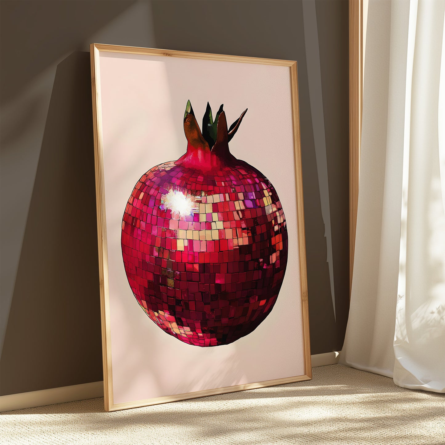 Disco Pomegranate Fruit Matte Vertical Poster Art Print