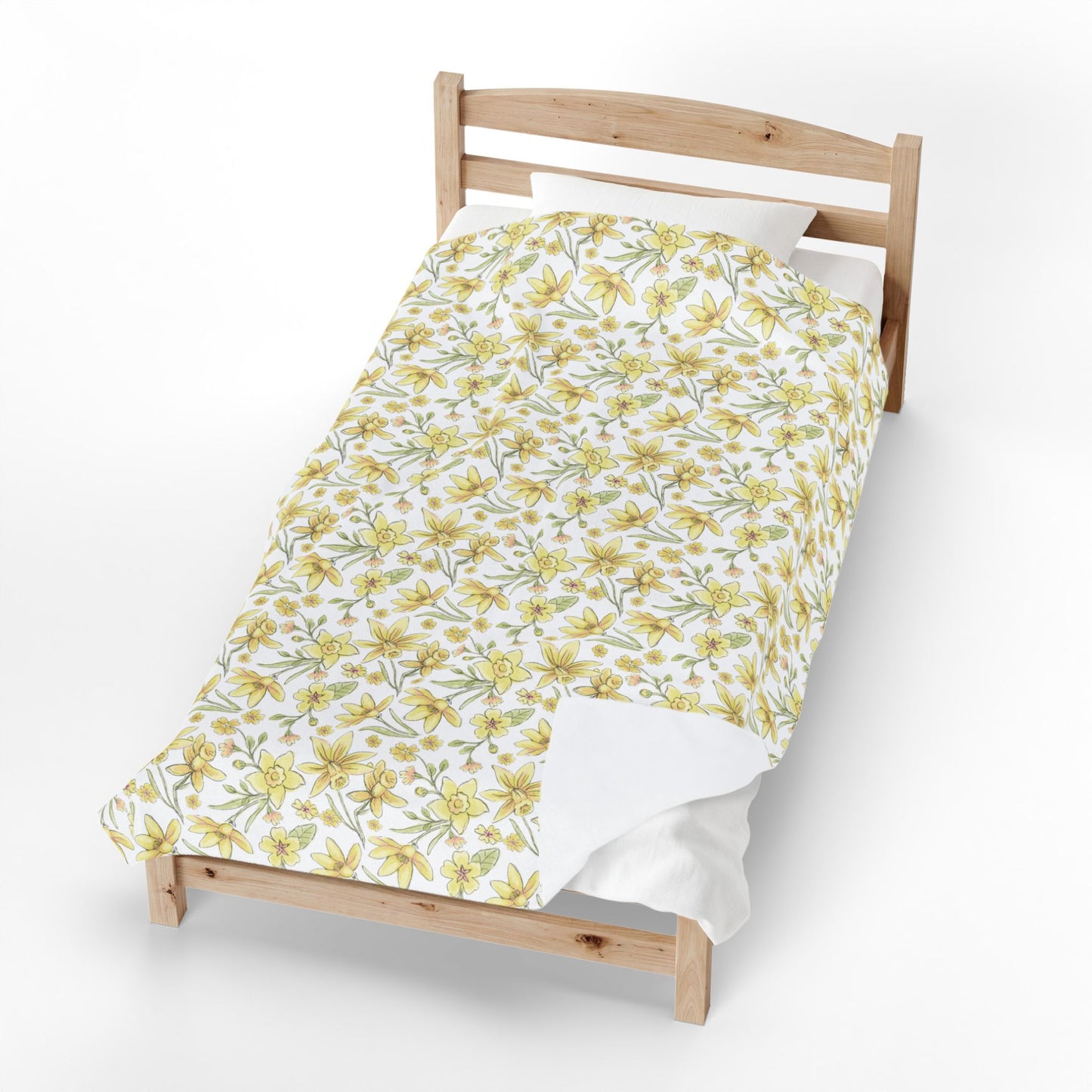 Spring Daffodils and Yellow Floral Blooms - Velveteen Plush Throw Blanket