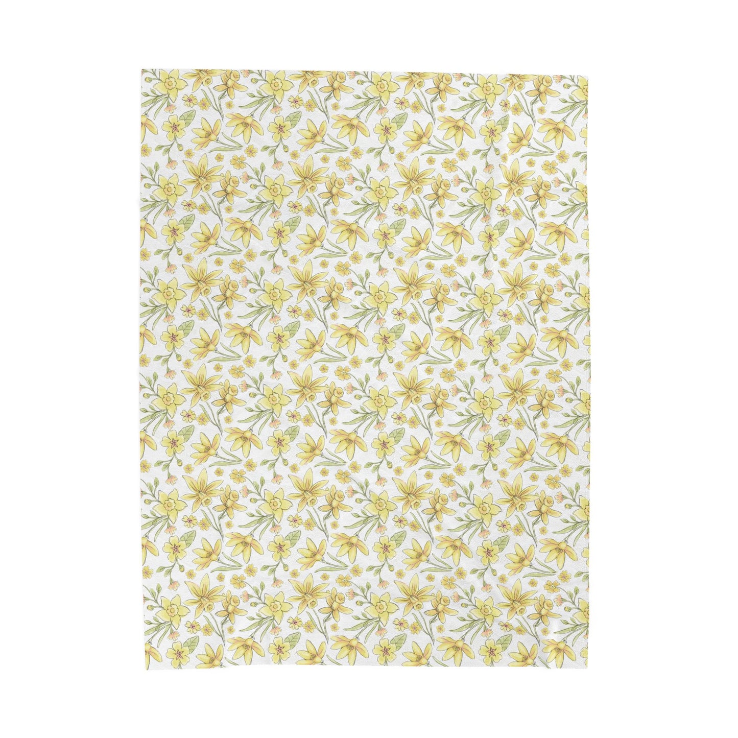 Spring Daffodils and Yellow Floral Blooms - Velveteen Plush Throw Blanket
