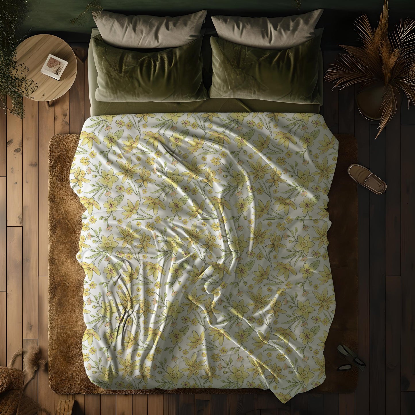 Spring Daffodils and Yellow Floral Blooms - Velveteen Plush Throw Blanket