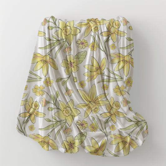 Spring Daffodils and Yellow Floral Blooms - Velveteen Plush Throw Blanket