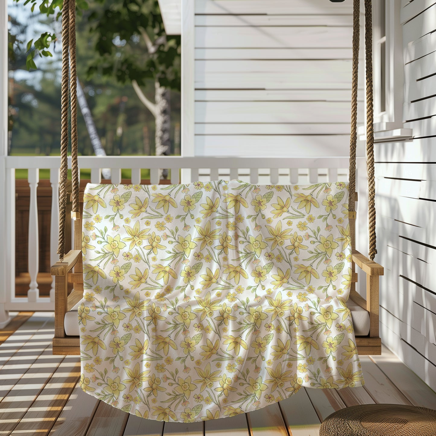 Spring Daffodils and Yellow Floral Blooms - Velveteen Plush Throw Blanket