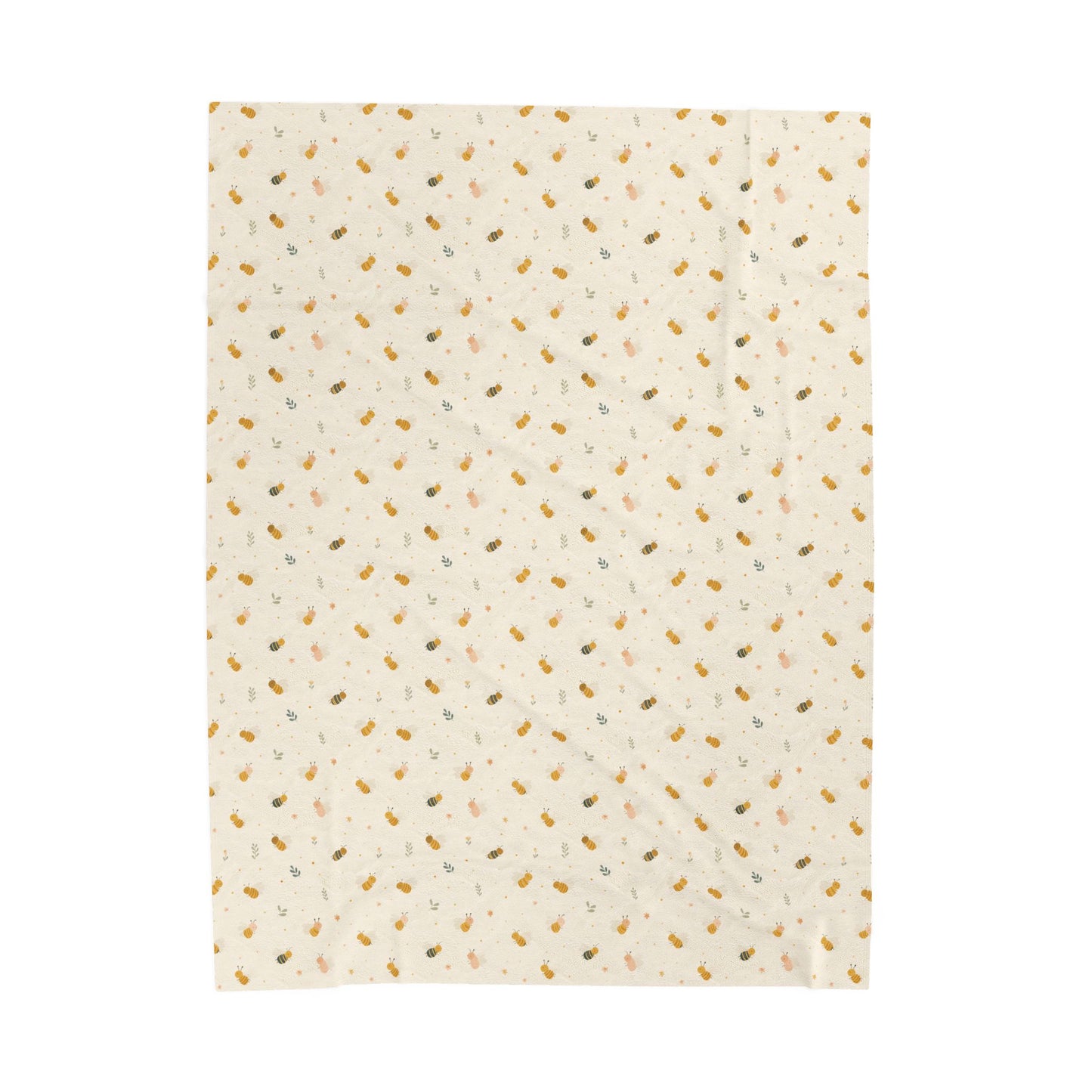 Whimsical Honey Bees and Greenery - Velveteen Plush Throw Blanket