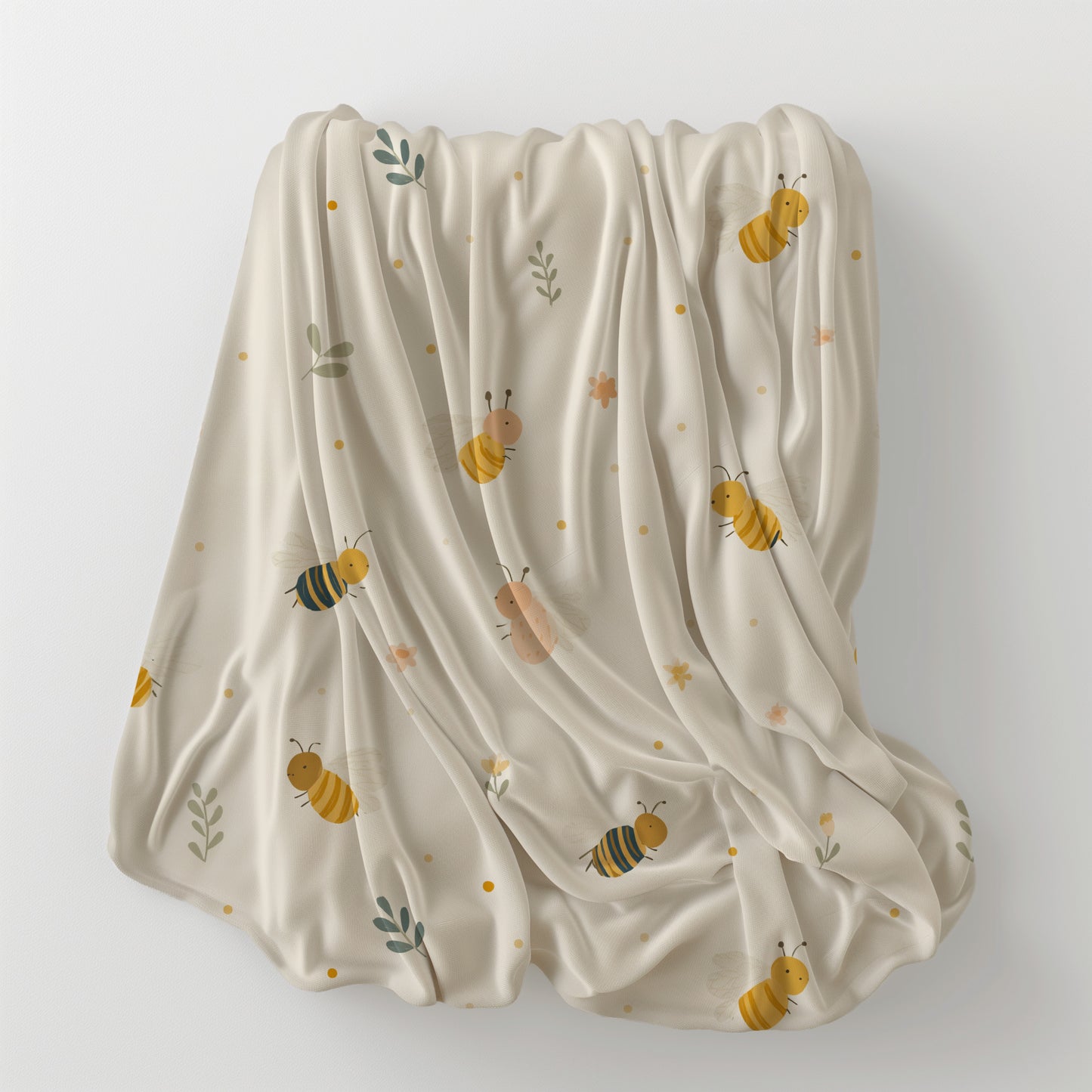 Whimsical Honey Bees and Greenery - Velveteen Plush Throw Blanket
