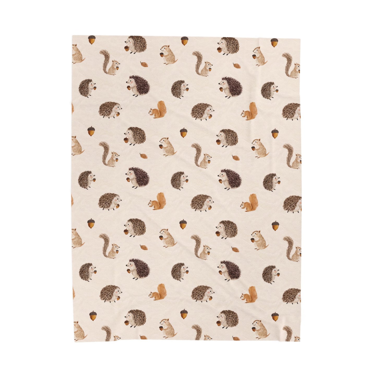 Woodland Creatures and Acorns - Velveteen Plush Throw Blanket