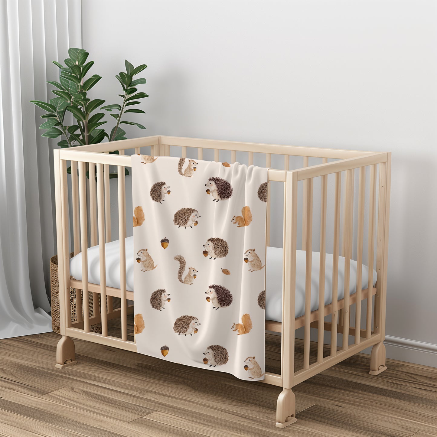 Woodland Creatures and Acorns - Velveteen Plush Throw Blanket