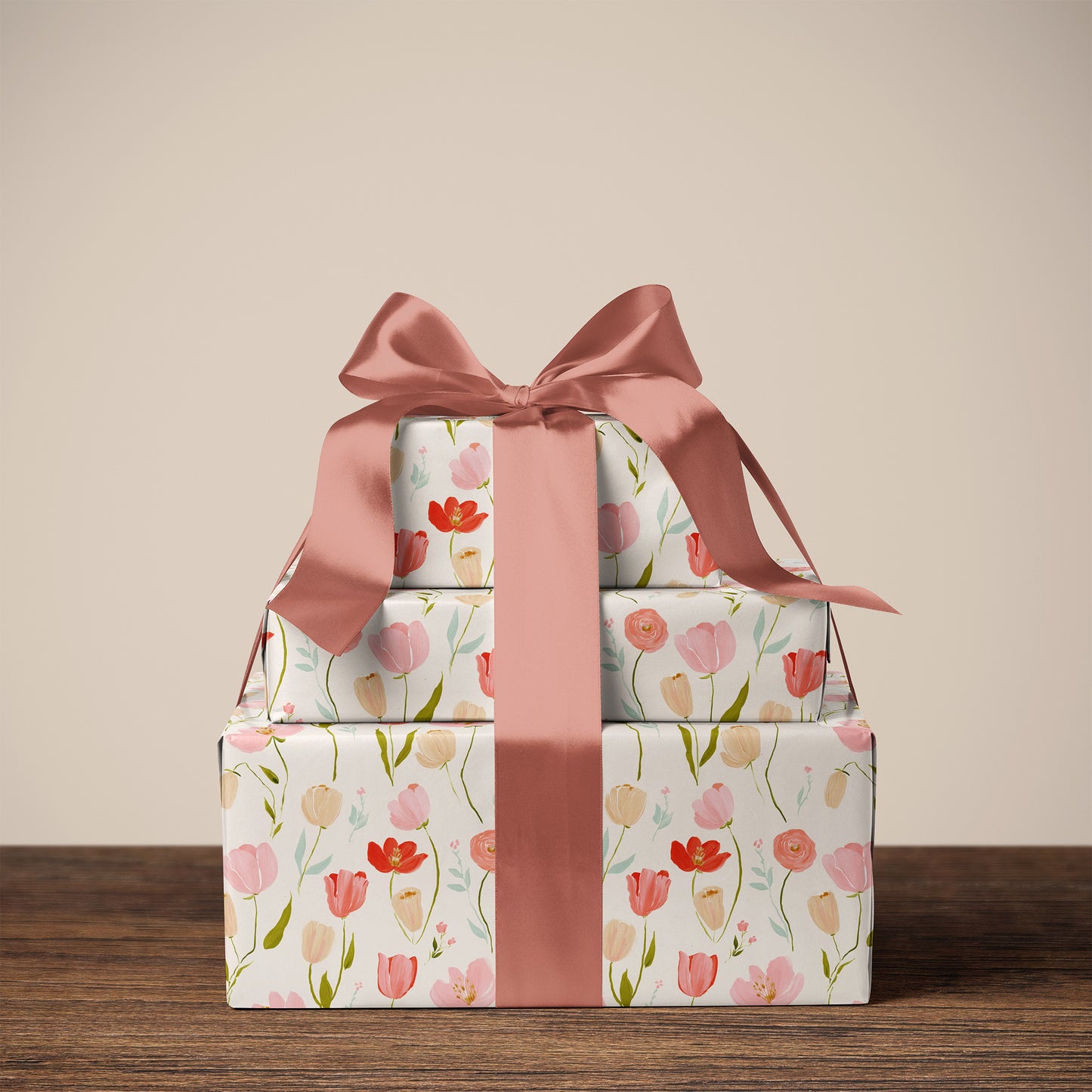 Spring Tulips and Ranunculus Floral Gift Wrapping Papers
