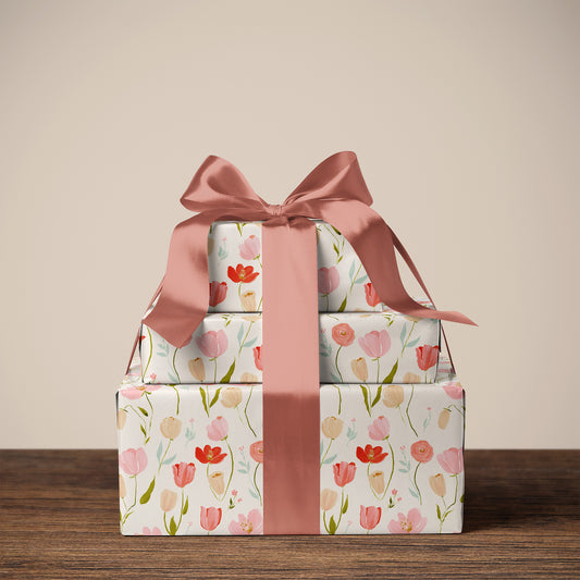 Spring Tulips and Ranunculus Floral Gift Wrapping Papers