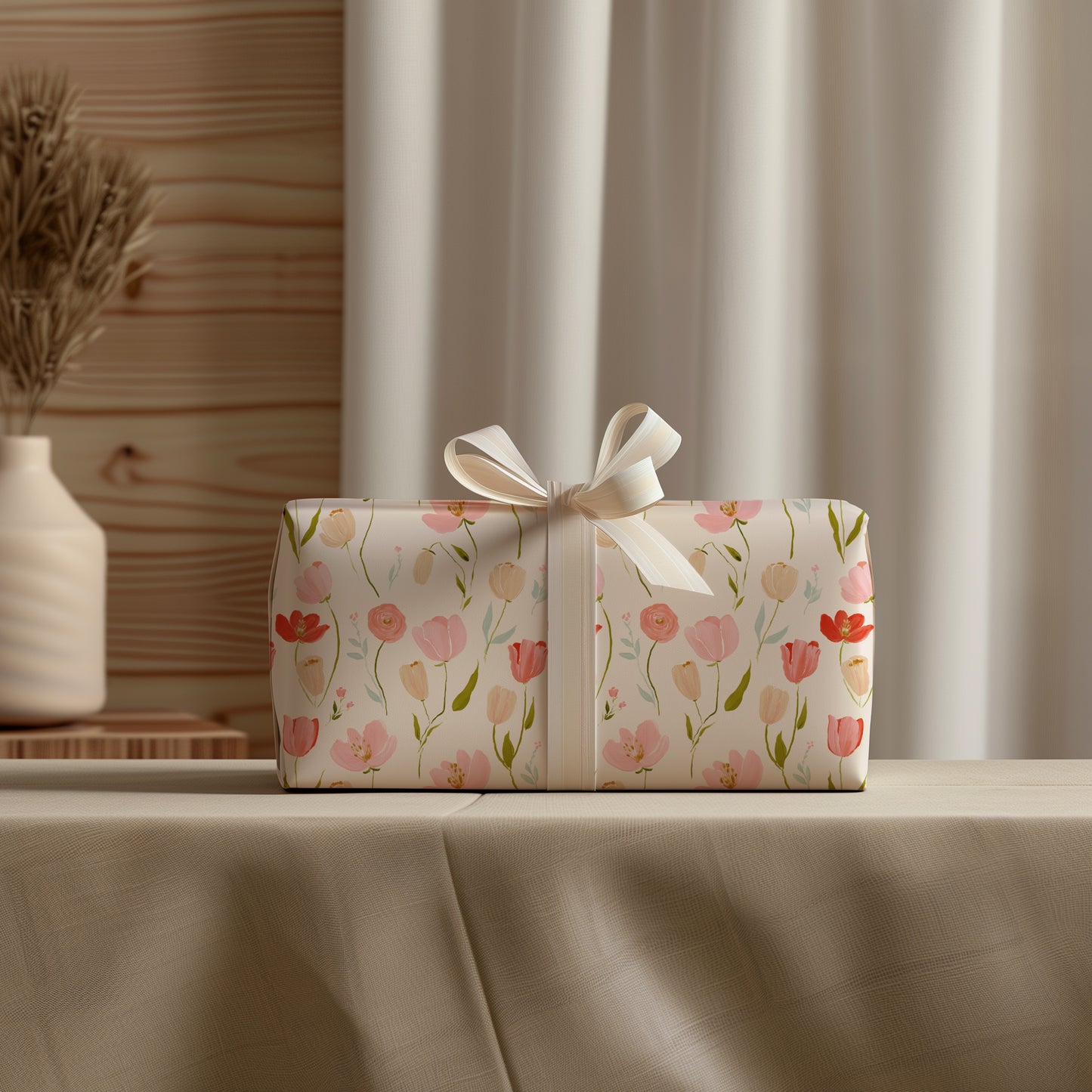 Spring Tulips and Ranunculus Floral Gift Wrapping Papers
