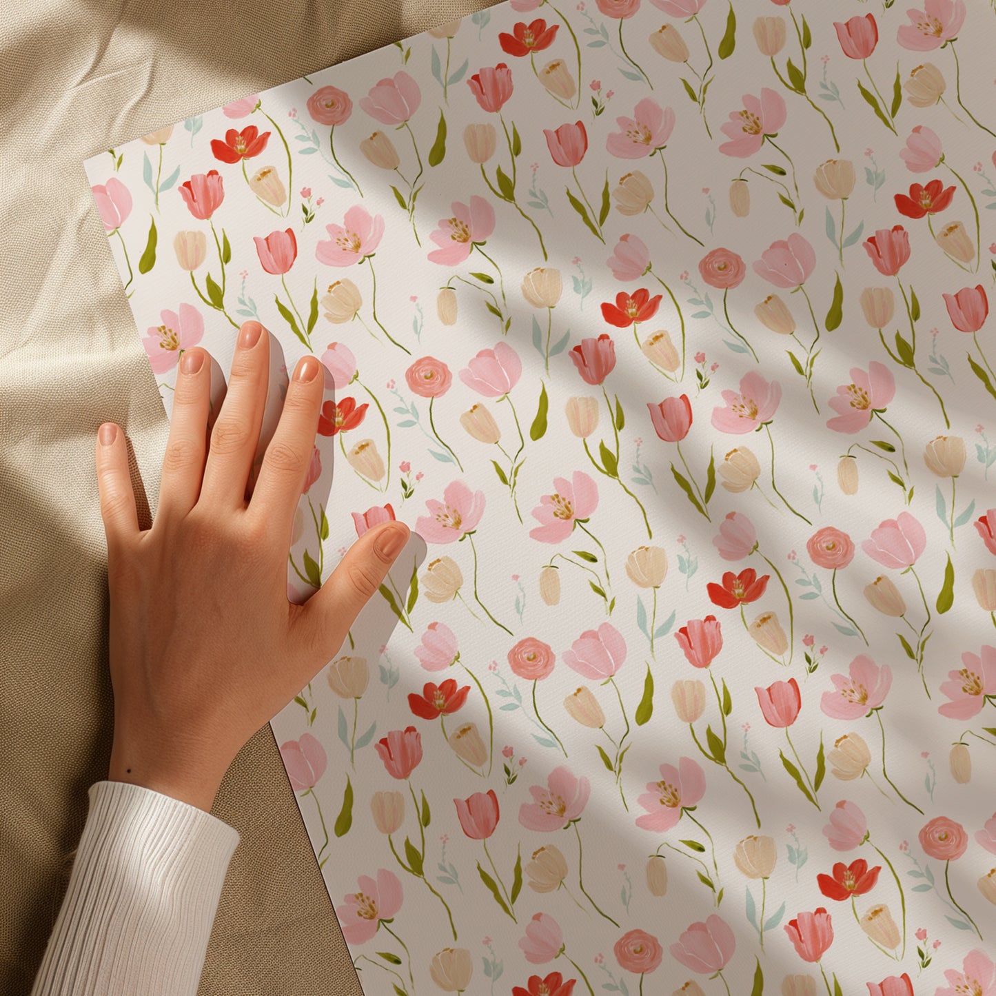 Spring Tulips and Ranunculus Floral Gift Wrapping Papers