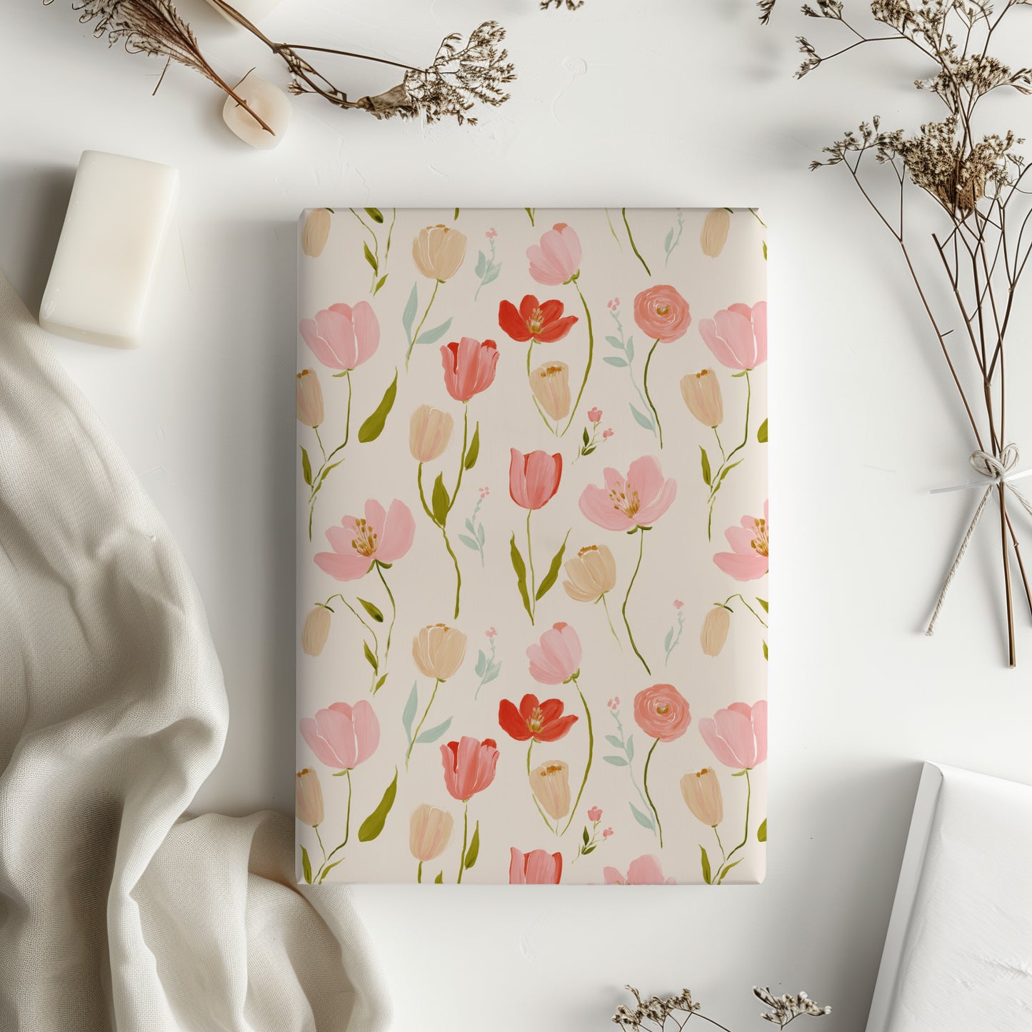 Spring Tulips and Ranunculus Floral Gift Wrapping Papers