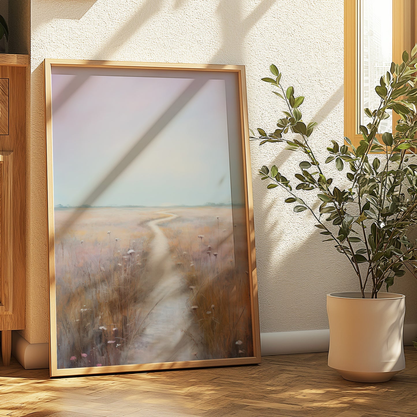 Coastal Marsh Pathway to Nowhere with Pastel Skies Matte Vertical Poster Art Print