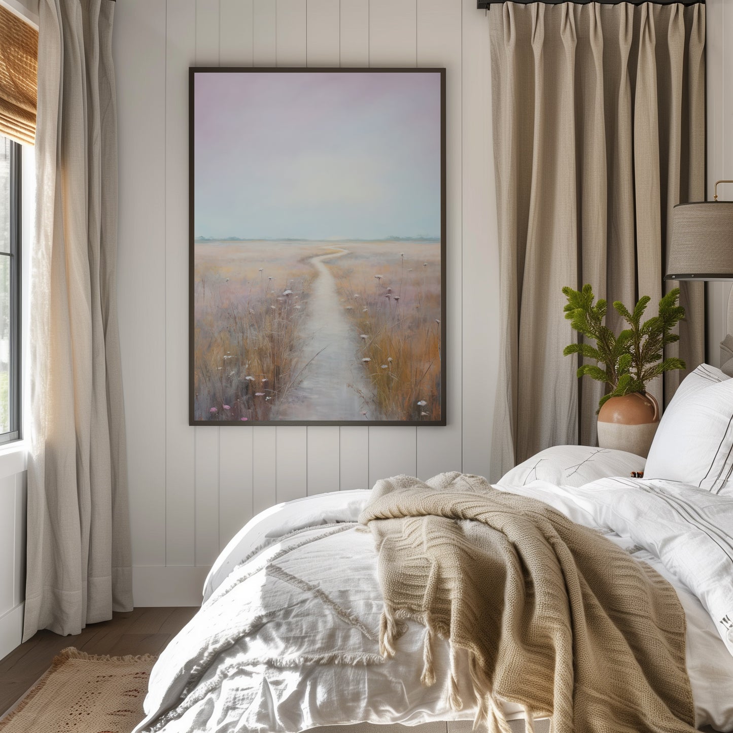Coastal Marsh Pathway to Nowhere with Pastel Skies Matte Vertical Poster Art Print