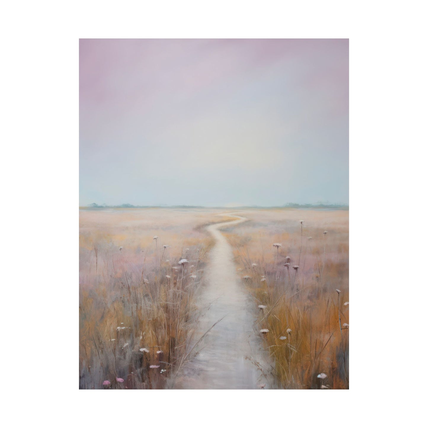 Coastal Marsh Pathway to Nowhere with Pastel Skies Matte Vertical Poster Art Print