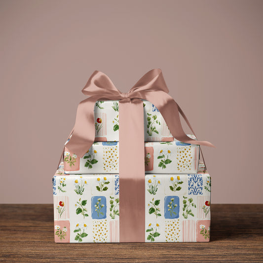 Whimsical Cottage Core Patchwork Floral Print Gift Wrapping Papers