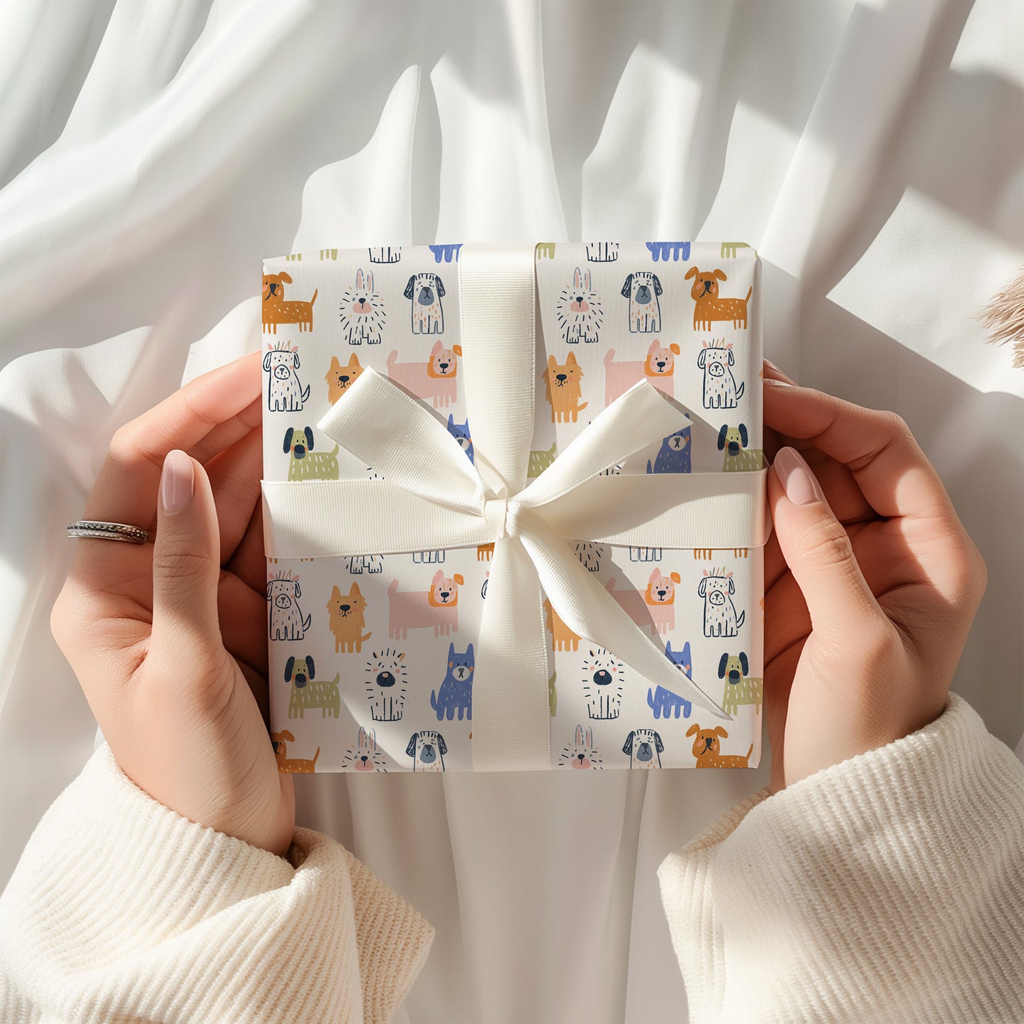 Whimsical Colorful Doodle Dogs Gift Wrapping Papers