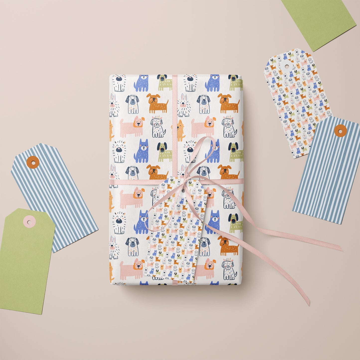 Whimsical Colorful Doodle Dogs Gift Wrapping Papers