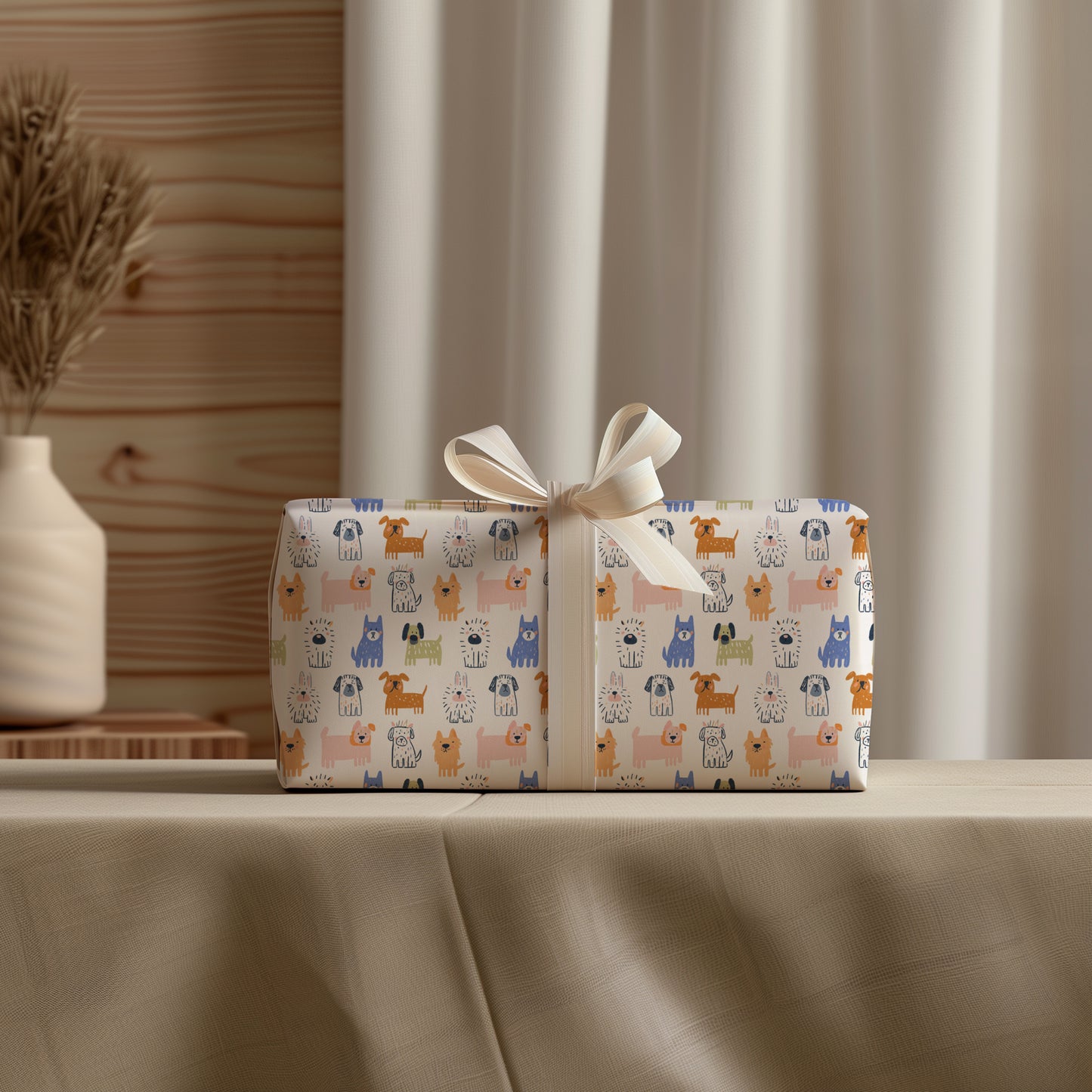 Whimsical Colorful Doodle Dogs Gift Wrapping Papers