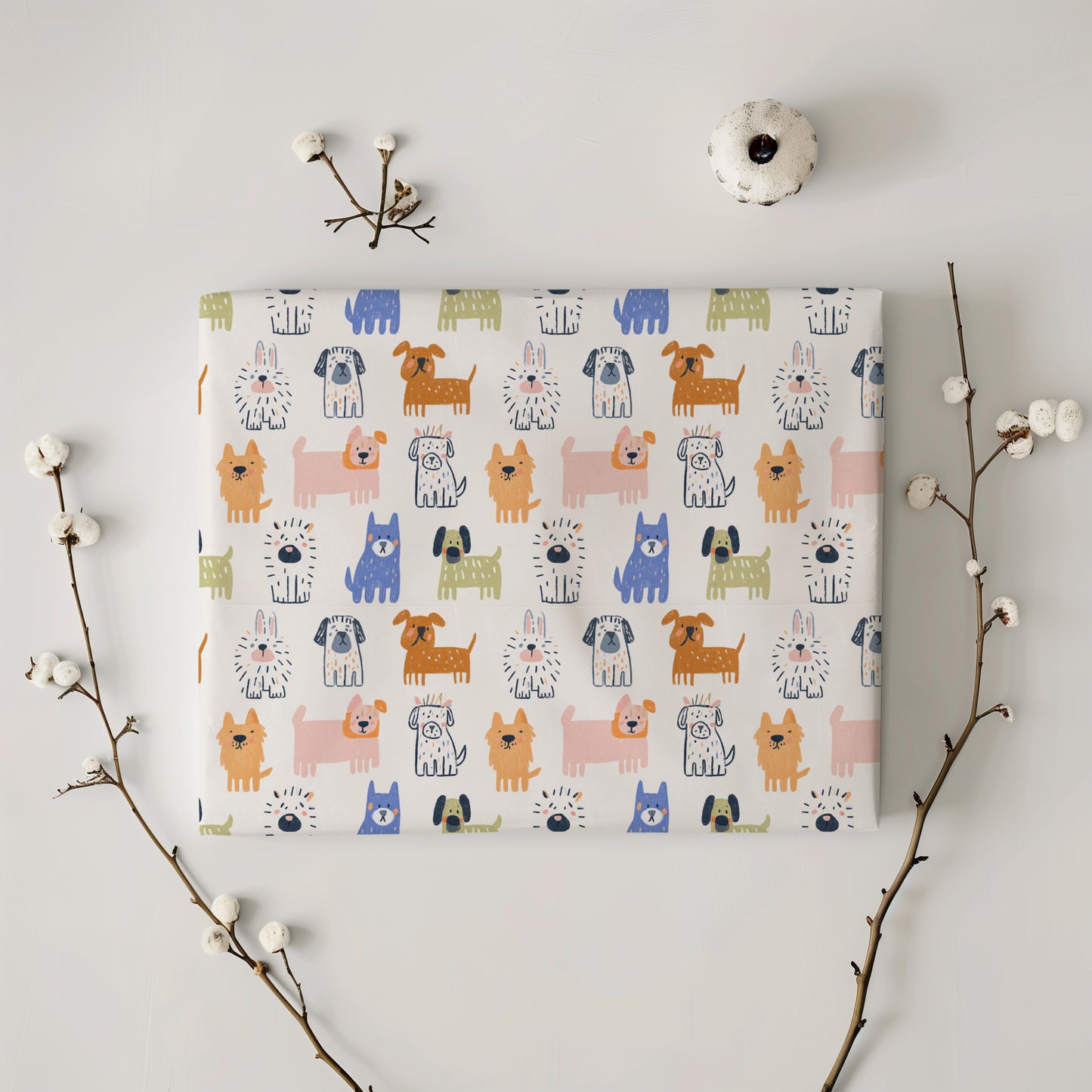 Whimsical Colorful Doodle Dogs Gift Wrapping Papers