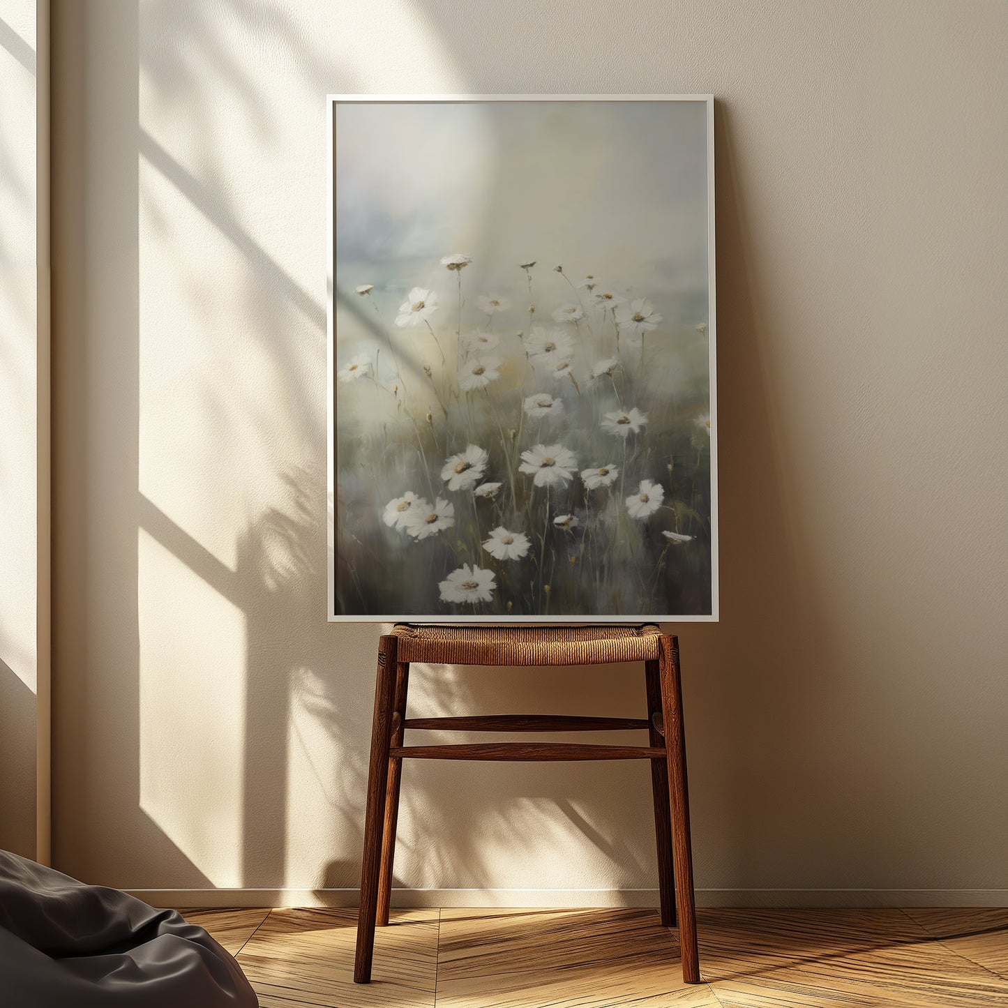 Dainty White Flower Blooms Matte Vertical Poster Art Print