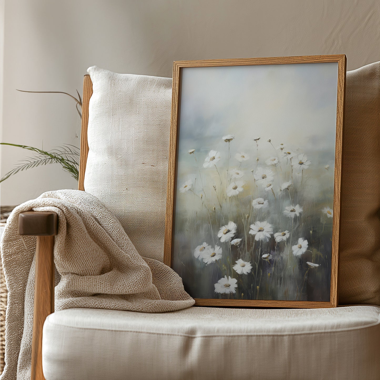 Dainty White Flower Blooms Matte Vertical Poster Art Print
