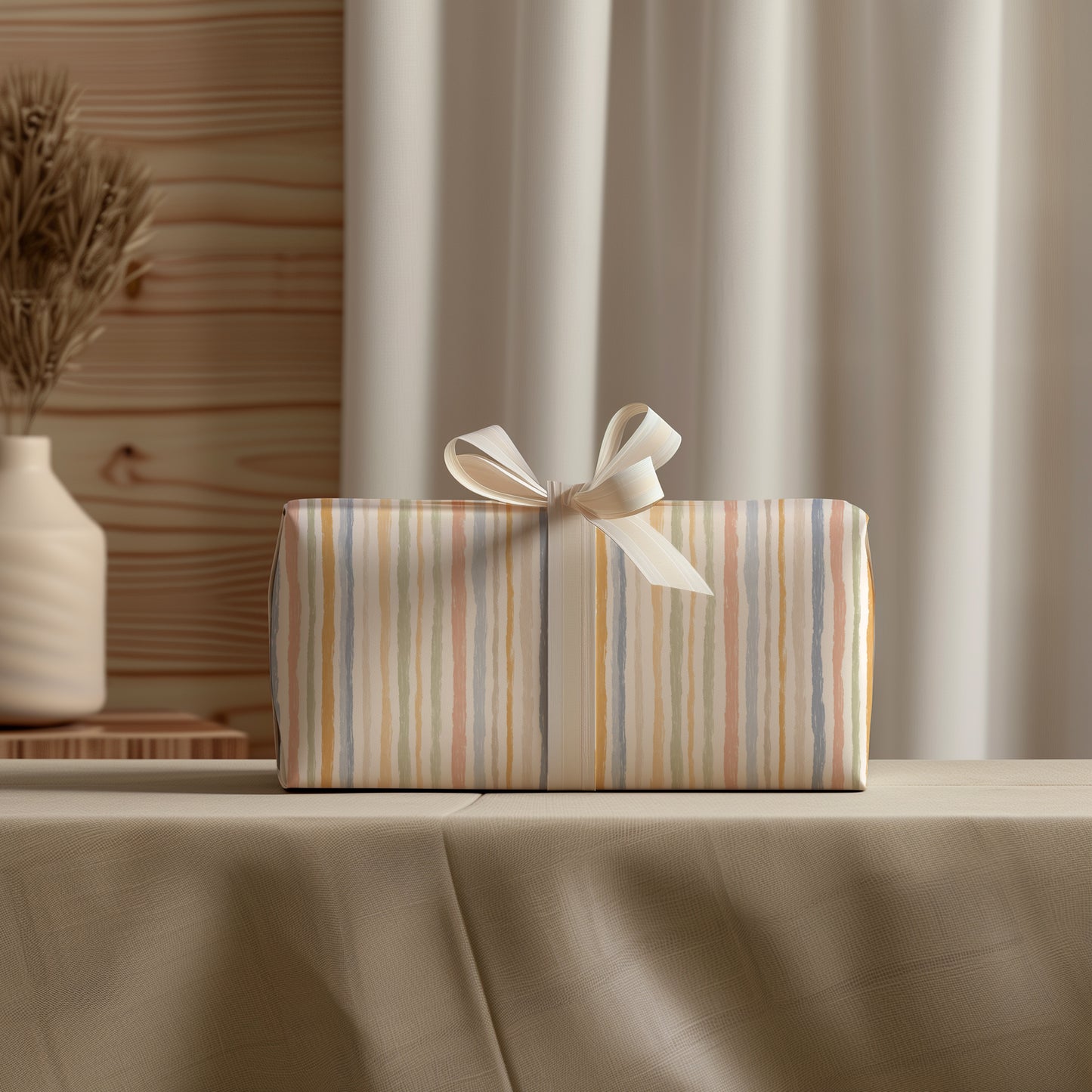 Washed Pastel Boho Messy Stripes Gift Wrapping Papers