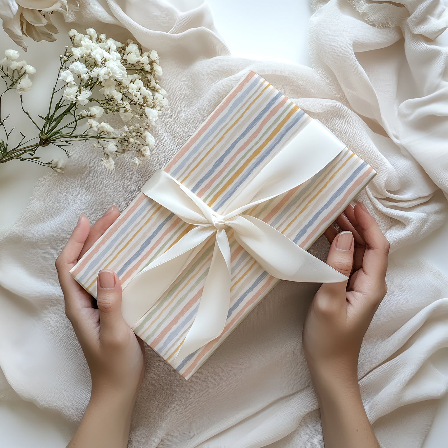 Washed Pastel Boho Messy Stripes Gift Wrapping Papers