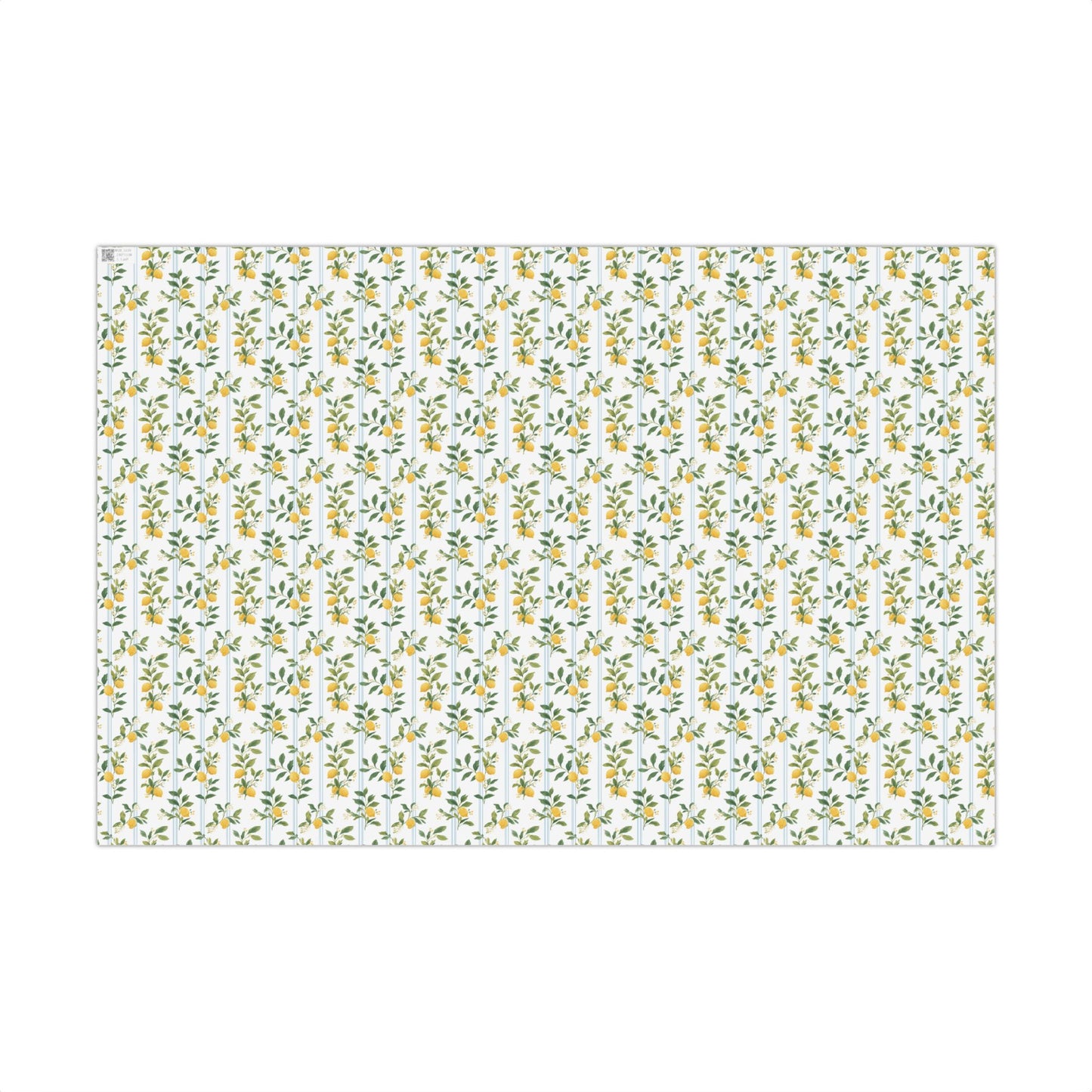 Lemons, Greenery and Blue Preppy Stripes Gift Wrapping Papers