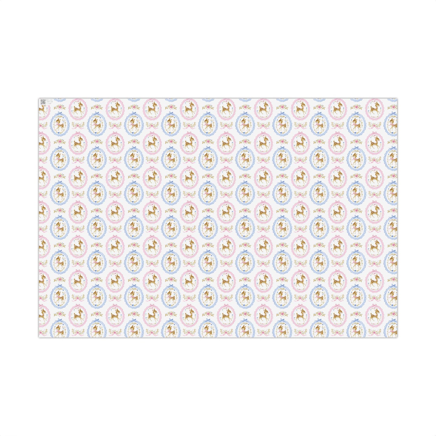 Cute Pink and Blue Coquette Deer Gift Wrapping Paper