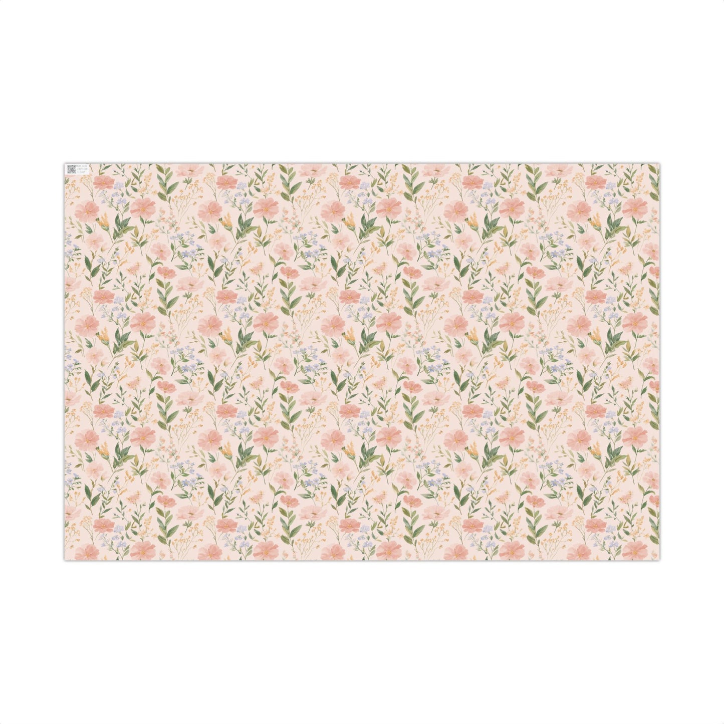 Delicate Blush Anemones Coreopsis Blooms with Blue Florals and Greenery Gift Wrapping Paper