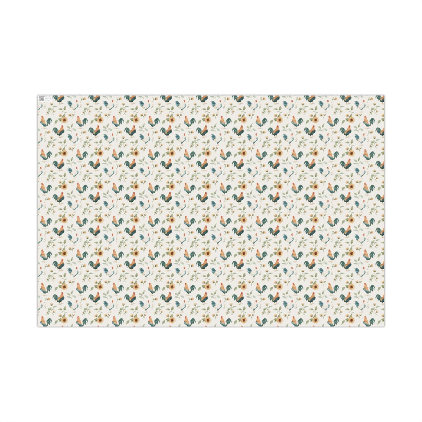 Roosters and Yellow Sunflower Gift Wrapping Paper