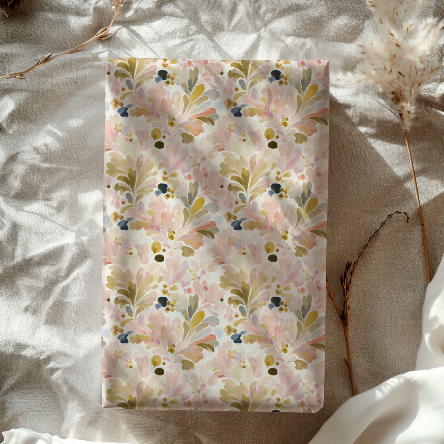 Muted Pastel Watercolor with Rich Navy Blue Dots Elegant Gift Wrapping Paper